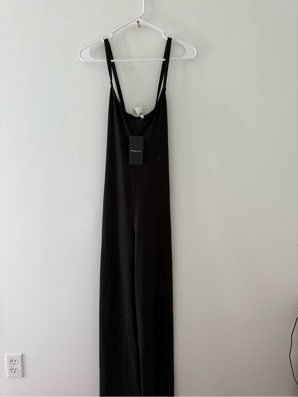 NWT Fabletics  Black Wide-Leg Jumpsuit with Adjustable Straps